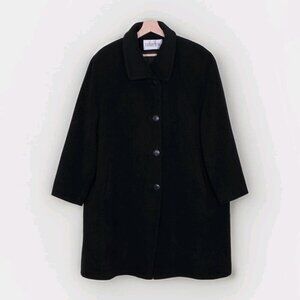 Barringtons Coat Women US 20 Black Wool Angora Cashmere LS Minimalist VTG Preppy
